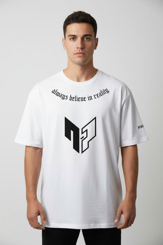 Believe in Reality” Curved Script Tee